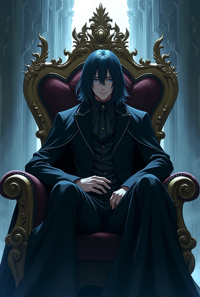 An anime series about a different world. The main character has a cold and cold-blooded personality and face, and a slightly sly smile Sitting on a throne with a striking appearance, it has the highlight of being magnificent and resembling a shadow in Solo Leveling.
