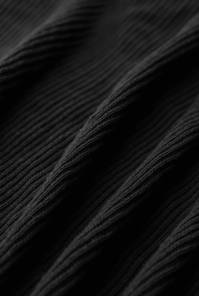 Photo of black cut and semi-folded ribbed knit fabric