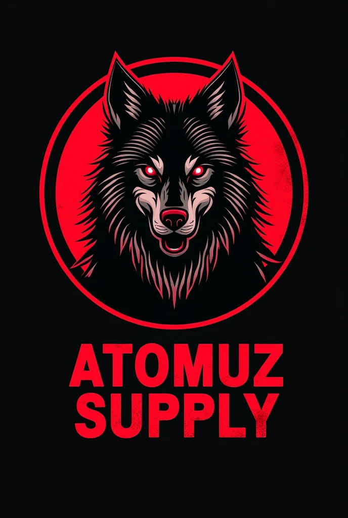 Can you create a logo for my store?.
Let it say ATOMUZ SUPPLY in red and black and have a wolf and be round