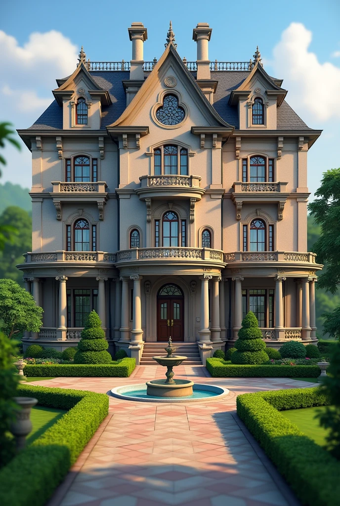 A big traditional mansion with three floors in sims 4