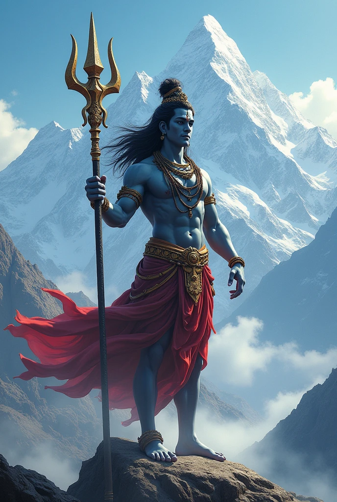 Mahadev HD picture , with Himalaya mountains and trishul