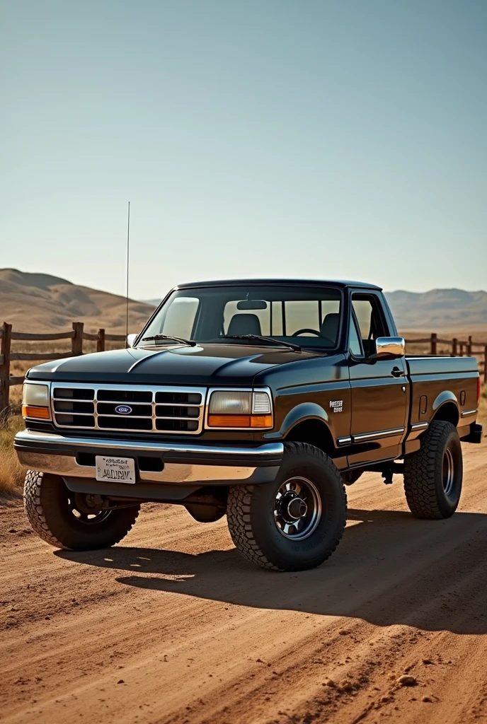 For cell phone wallpaper, a black 1998 ford ranger along with a harley motorcycle, em um rancho