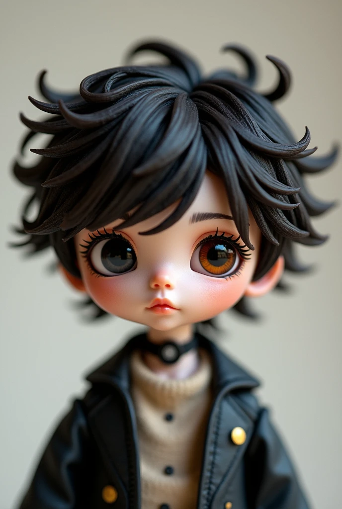 A beatz doll with short hair.black and brown eyes