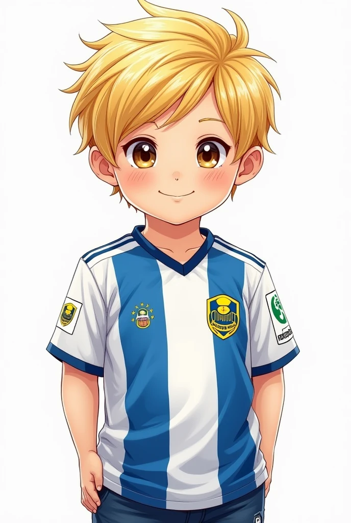 drawing of a blonde child wearing the Cruzeiro Esporte Clube football team shirt