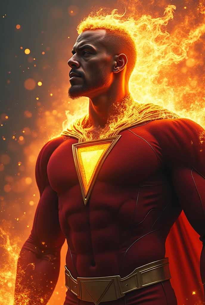 Create a mutant taking as reference "Ghost Rider", "black adam", "Shazam" and "Zeus"