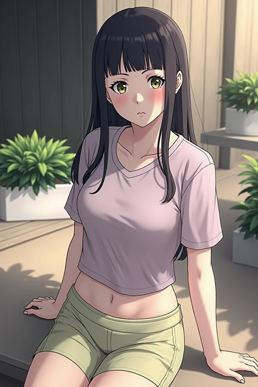 ((masterpiece, best quality)), (1 Girl), (Solitary), hinata from boruto in yoga pants and sports bra