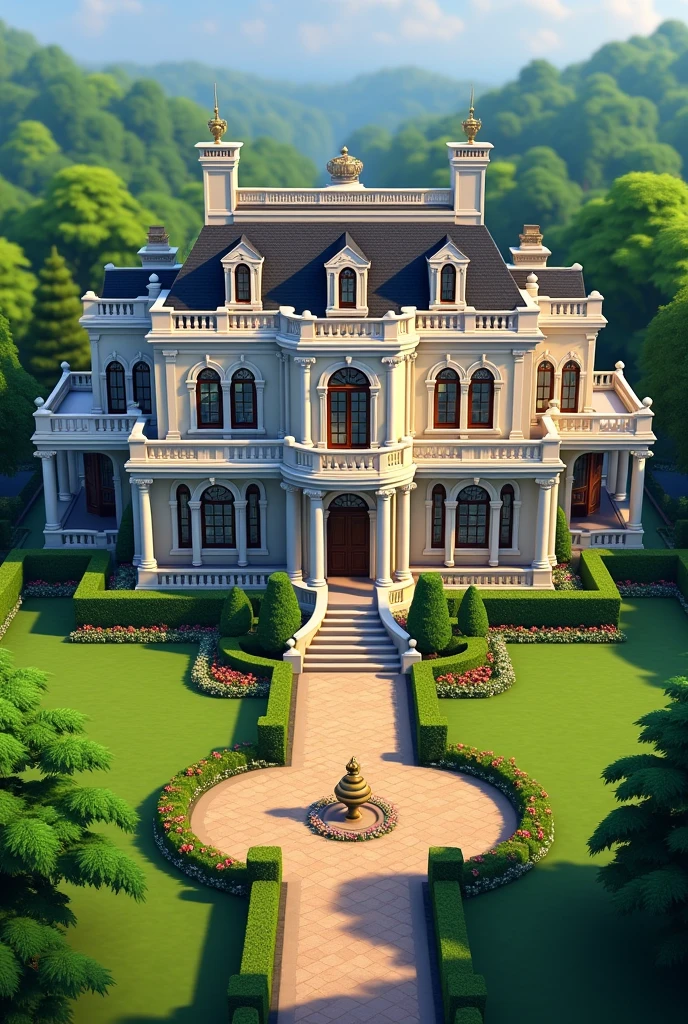 A bigger and wider traditional mansion with three floors in sims 4