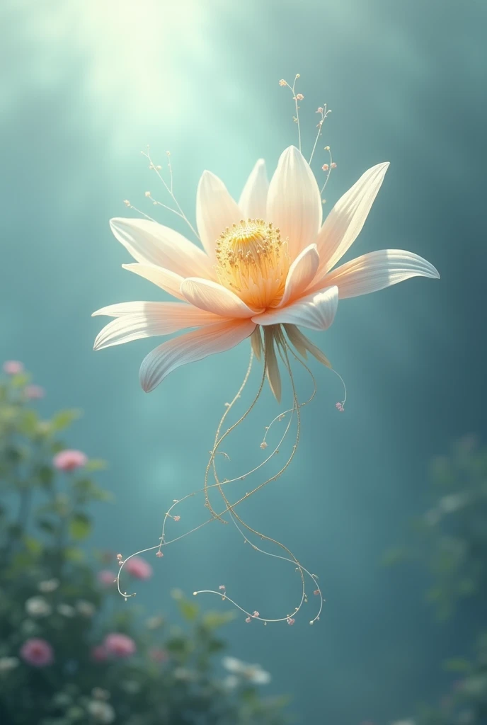Create a strange but elegant flower that grows in the air 