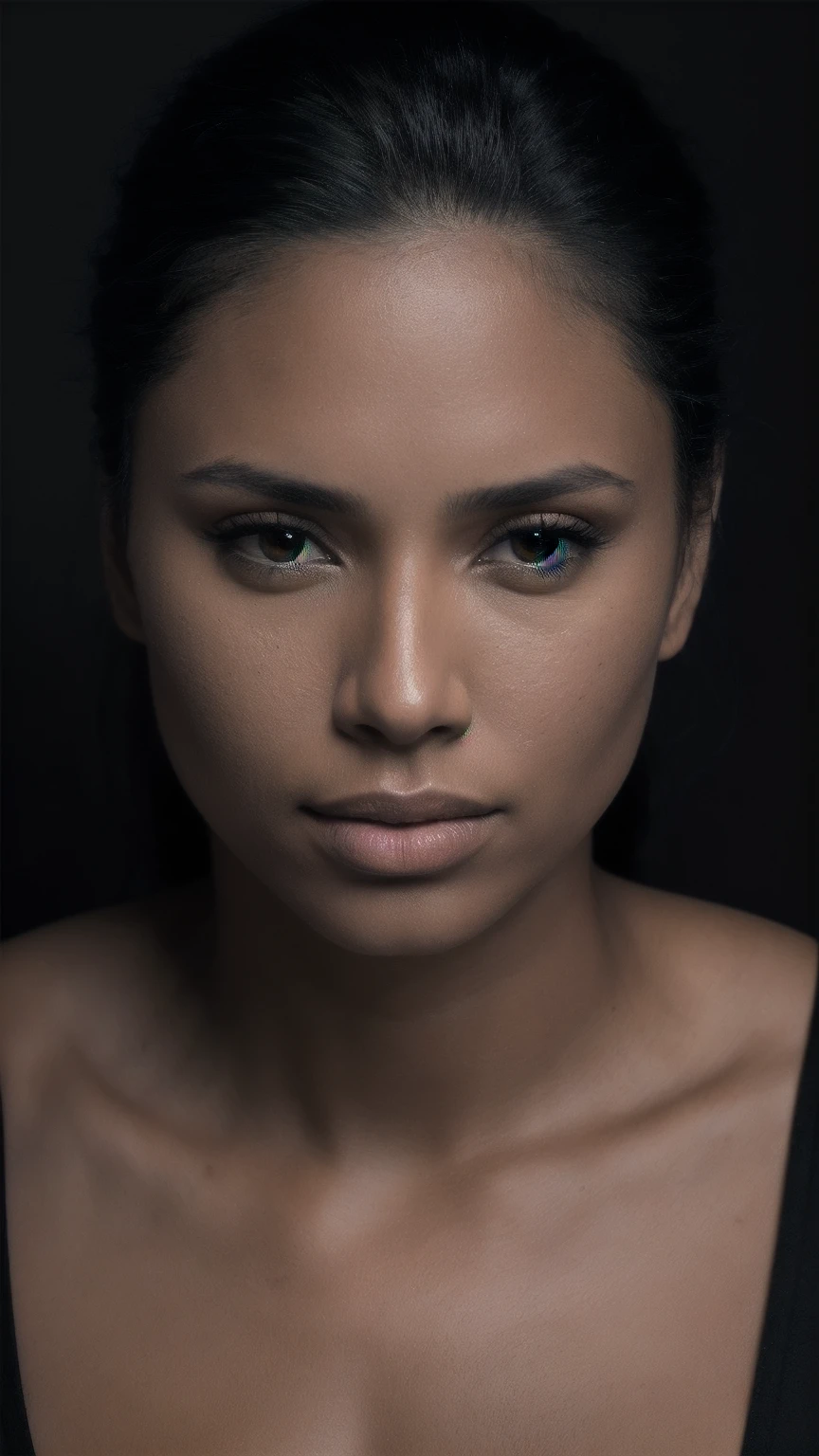 DEN_lupe_fuentes,
(headshot:1.2) portrait on a (plain black background:1.2), (headshot:1.2), (face focus:1.1), (facing the camera:1.2), Head in the centre, (eye contact:1.3), (intense stare:1.1), mouth open, (facing straightforward:1.2), (forward facing:1.1), Head, face, Head focus, Head tilted down, looking slightly up at the camera,
bokeh, f1.4, 40mm, photorealistic, raw, 8k, textured skin, skin pores, intricate details epiCRealism