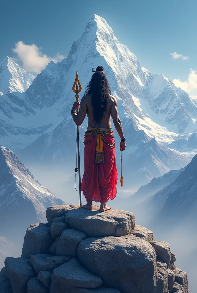 Lord Mahadev image with Himalaya mountains in trishul create the different one