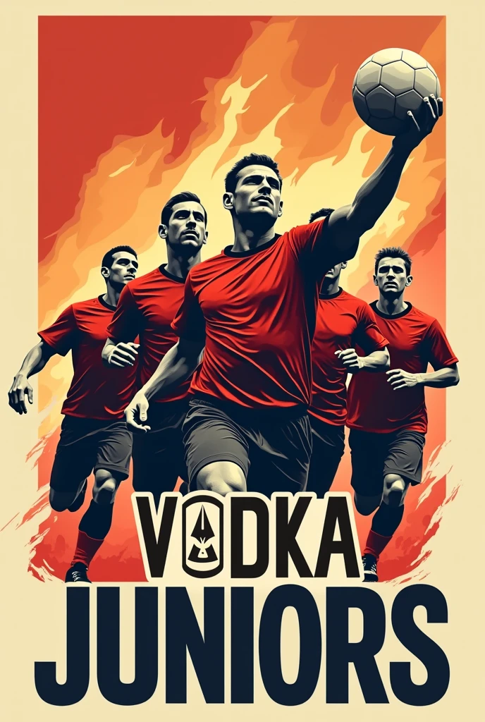 I want a football logo "vodka juniors" with a socialist art
