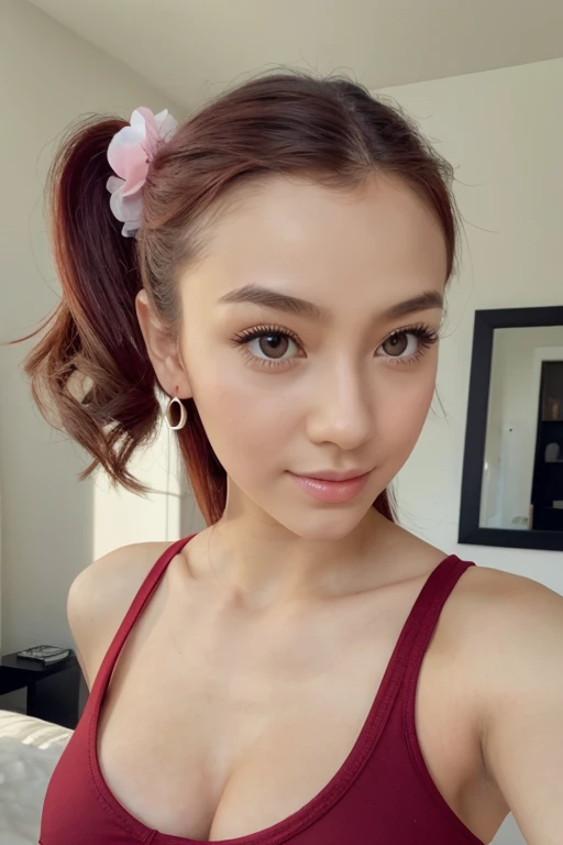 leifang, 1girl, silk dress, negligee, canopy bed, curtains,midriff,navel,looking at viewer,elbow pads,lips,white tank top,black gloves,realistic,boots,shirt,underwear,bare shoulders,panties,low-tied long hair,brown eyes,cleavage, smile,clothes lift,bangs,nipples,shirt lift,zettai ryouiki,sitting,,navel piercing,ass,medium breasts,underboob,white panties,red footwear,cosplay,full body,hand on hip,looking back,pleated skirt,upper body,nipple piercing,closed mouth,covering,collarbone,parted lips,standing,bottomless,clenched hand,fighting stance,cowboy shot,blury,dangle earrings,topless,covering breasts,sleeveless,pantyshot,blurry background,arm up,shorts,pencil skirt,
beautiful girl illuminated by seven colors of light, Irridescent coloe, showing off her figure, seductive and confident, enchanting aura, surrounded by cherry blossom trees, delicate and vibrant petals falling all around her, soft pink and white colors, sunlight filtering through the trees, creating a warm and dreamy atmosphere, show nipples, medium breasts, show vagina, wide open legs:1.6, spread legs.