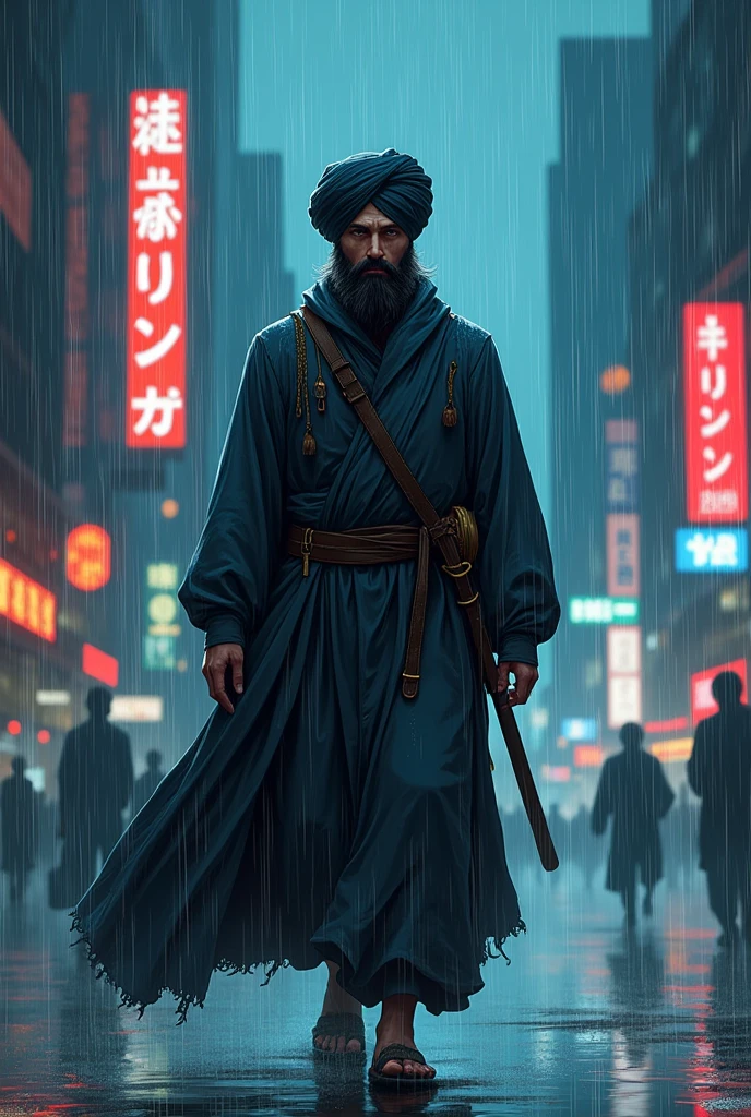 Turban guy in rain anime