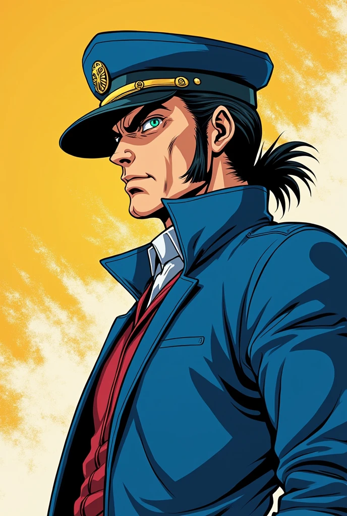 Anime character wearing a blue jacket, Joseph Joestar, jotaro kujo, Jojo anime style, jotaro, Becoming a JoJo character, In Jojo\The Bizarre Adventure of, Ninja scroll anime style, an angry muscular army general, Kentaro Miura's Manga Art Style, JJBA, Joe Biden as a JoJo character, striking manga artstyle,Dwayne Johnson style,((Defective Japan))
Japanese student cap,((Japanese Banchou)),((Gaze to the upper left)),((Japanese)),Showa era villains,((Profile view, forward))
Getter Robo,Nagare Ryoma,