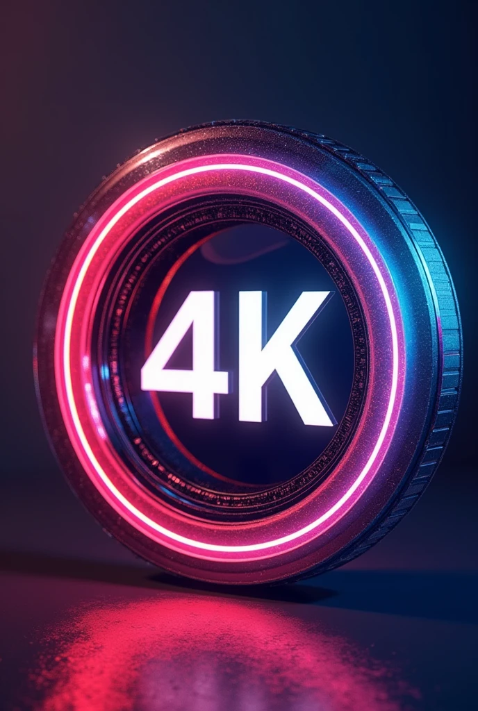 Make a colorful and realistic circular logo with 4K written in the middle
