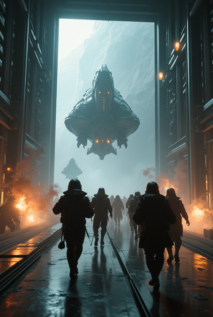 Everyone is getting up on spaceship and killed aliens