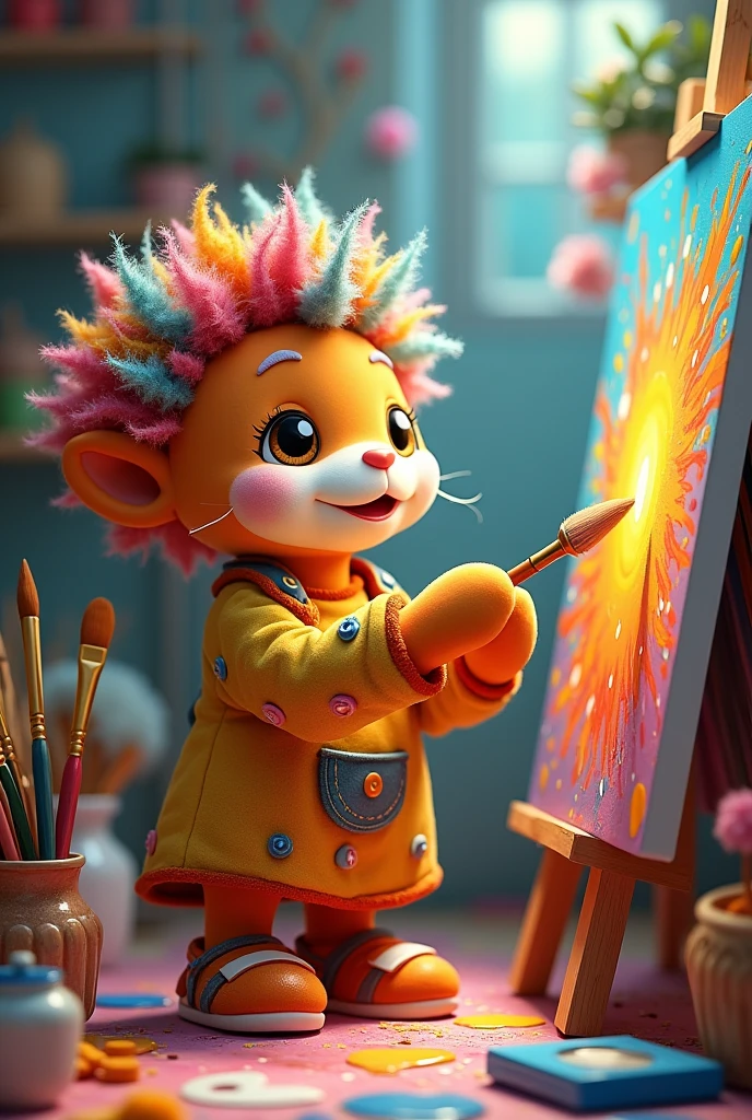 plush painter with hair