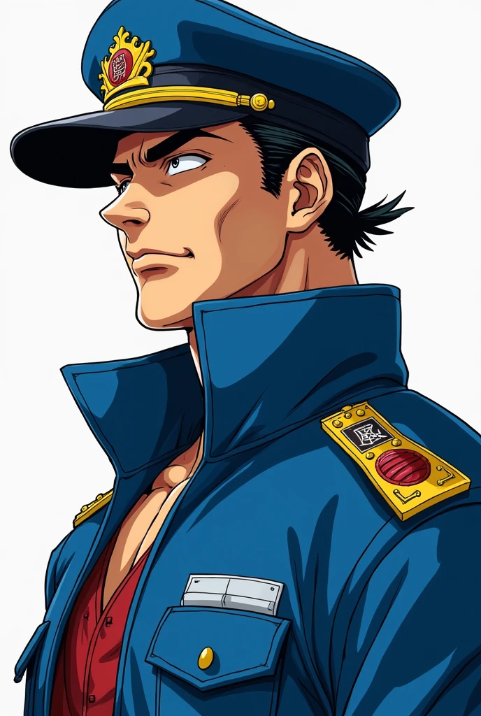 Anime character wearing a blue jacket, Joseph Joestar, jotaro kujo, Jojo anime style, jotaro, Becoming a JoJo character, In Jojo\The Bizarre Adventure of, Ninja scroll anime style, an angry muscular army general, Kentaro Miura&#39;s Manga Art Style, ＪＪＢＡ, Joe Biden as a JoJo character, striking manga artstyle,Dwayne Johnson style,((Defective Japan))
Japanese student cap,((Japanese Banchou)),((Gaze to the upper left)),((Japanese)),Showa era villains,((Profile view, forward))
Getter Robo,Nagare Ryoma,Upper body naked