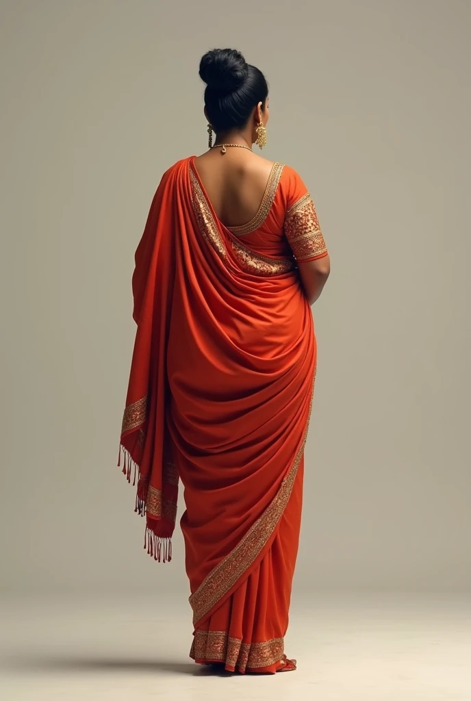Short normal indian with thick thighs is saree
Posing from back