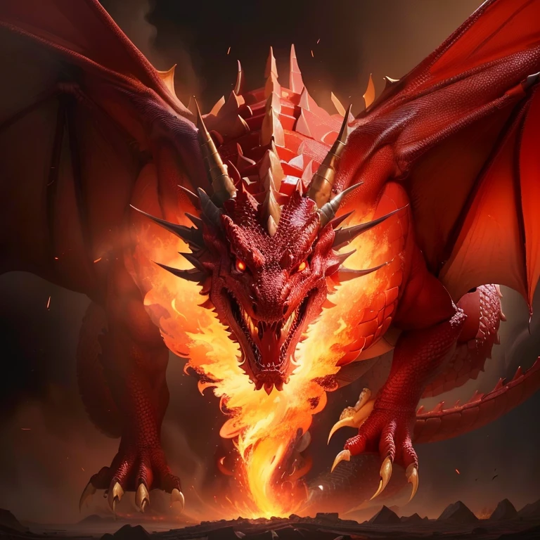 a close up of a red dragon with a fire in its mouth, fire dragon, dragon breathing fire, firebreathing dragon, red dragon, fire breathing dragon, ''dragon breathing fire, the devil in hell as a dragon, a red dragon, fire flaming dragon serpent, epic dragon, big red dragon flying above them, drogon, dragon blowing fire above