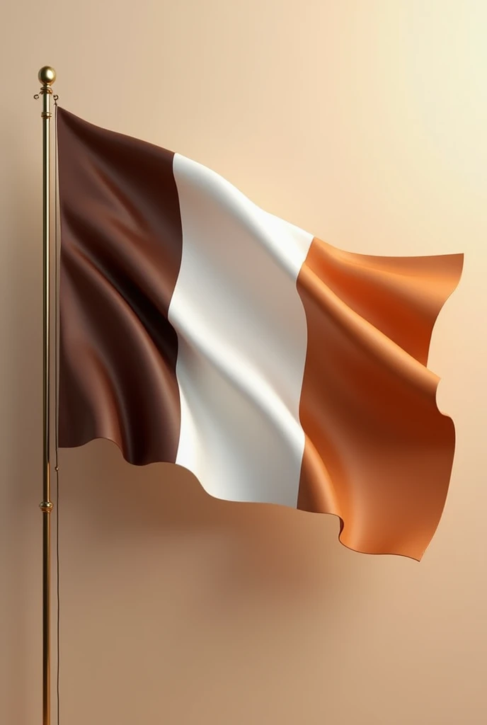 A Tricolour flag Animated consists of Dark brown , milk and light brown colour 