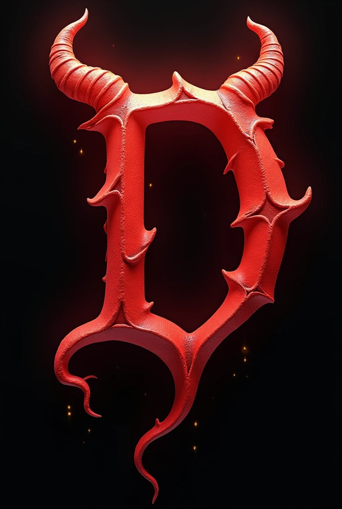A letter D, in red color, with demons horns and demon tail