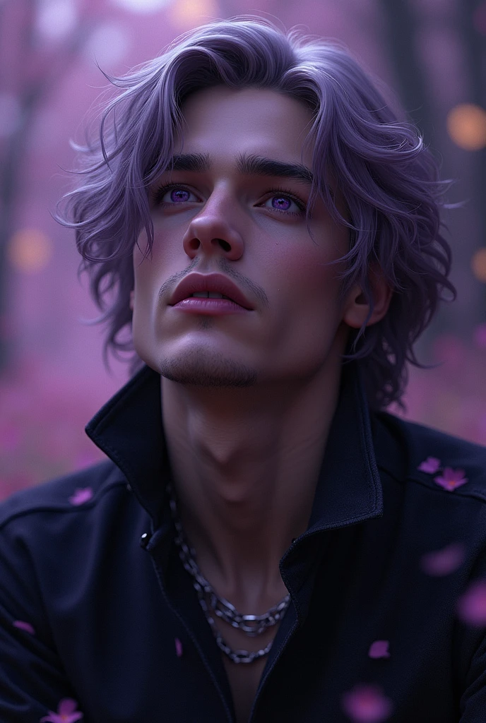 male, Silver-purple hair, Dark purple eyes,languid eyes, sexy 20s, bust, The figure of kneeling and looking up sadly, Romance Fantasy, Crown Prince