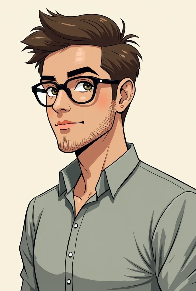 Man with glasses character sheet ,not colored, style by