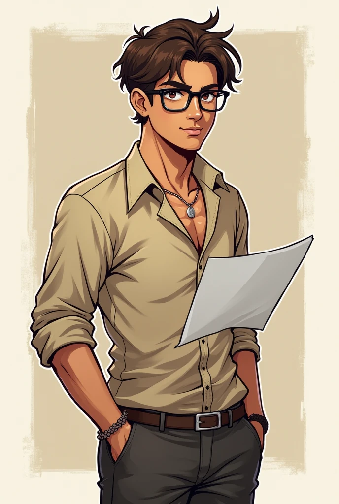 Man with glasses character sheet ,not colored, style by  