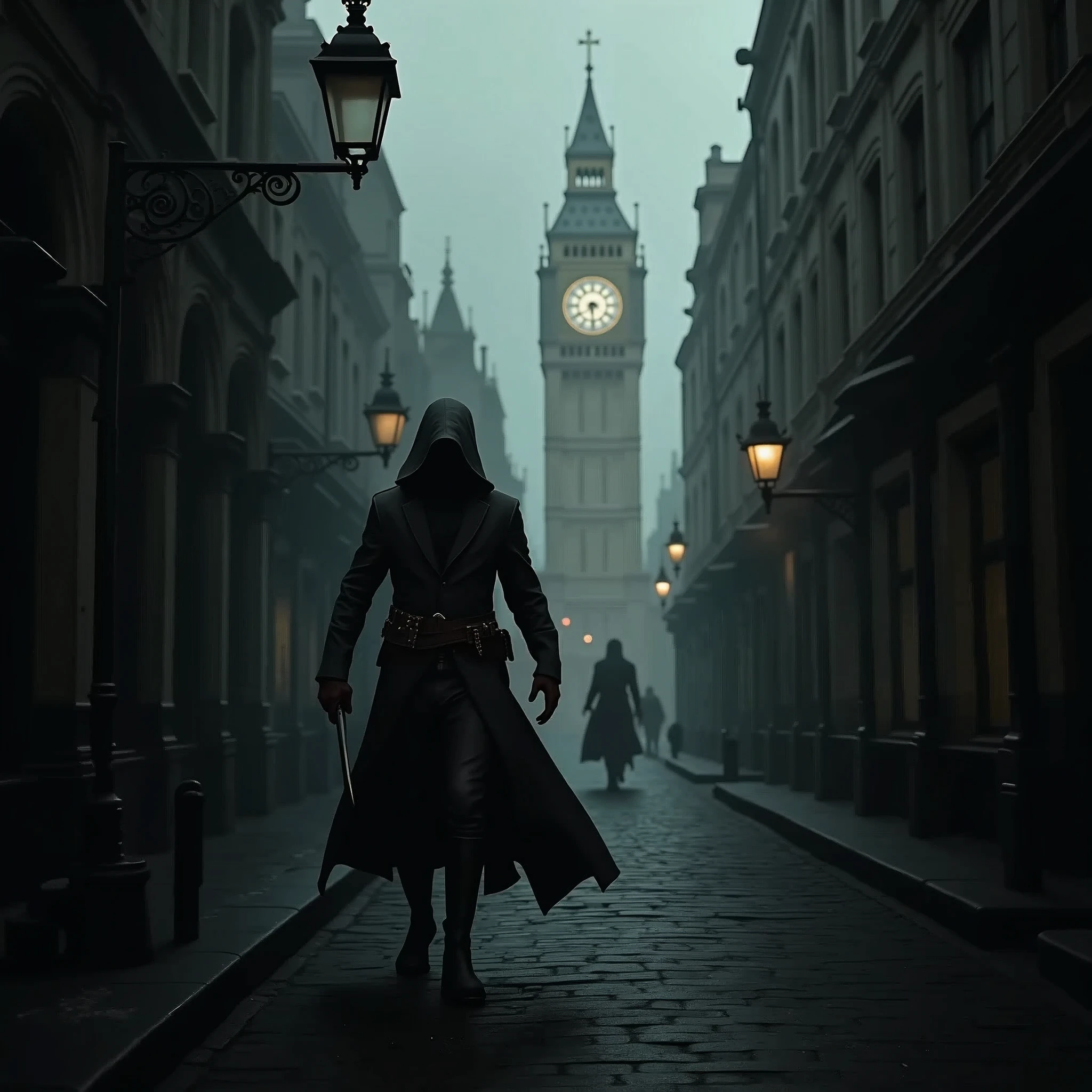 Certainly! Here’s a prompt for SeaArt Infinity that should help you get captivating, noir-toned images inspired by the Assassin’s Creed series, featuring a Victorian London setting:
---
**Prompt:**
Create a series of highly realistic and dynamic images depicting a dark and atmospheric Victorian London. The scene should be drenched in a noir tone, with sharp contrasts and deep shadows.
**Key Elements:**
1. **Setting:** Victorian London, with foggy streets, dimly lit alleyways, and grand, gothic architecture. Include iconic elements like gas lamps, cobblestone streets, and the silhouette of Big Ben in the background.
2. **Characters:** An enigmatic assassin, cloaked in dark, hooded attire typical of the Assassin’s Creed series. The character should be shown in motion, either leaping across rooftops, blending into shadows, or engaged in stealthy actions. Include dynamic poses that convey movement and agility.
3. **Atmosphere:** Emphasize a gritty, tense mood with high contrast lighting. The scenes should have a dramatic and shadowy quality, with intense focus on the interplay of light and darkness.
4. **Action:** The assassin should appear menacing and agile, performing intricate acrobatics or engaging in a dramatic confrontation. Capture the sense of speed and fluidity in their movements.
5. **Details:** Incorporate realistic textures and details to enhance the authenticity of the setting and characters. Pay attention to the effects of lighting on the assassin’s attire and the environment.
---
This prompt should help you get images with the right mix of realism, noir atmosphere, and dynamic action, inspired by the Assassin’s Creed series.