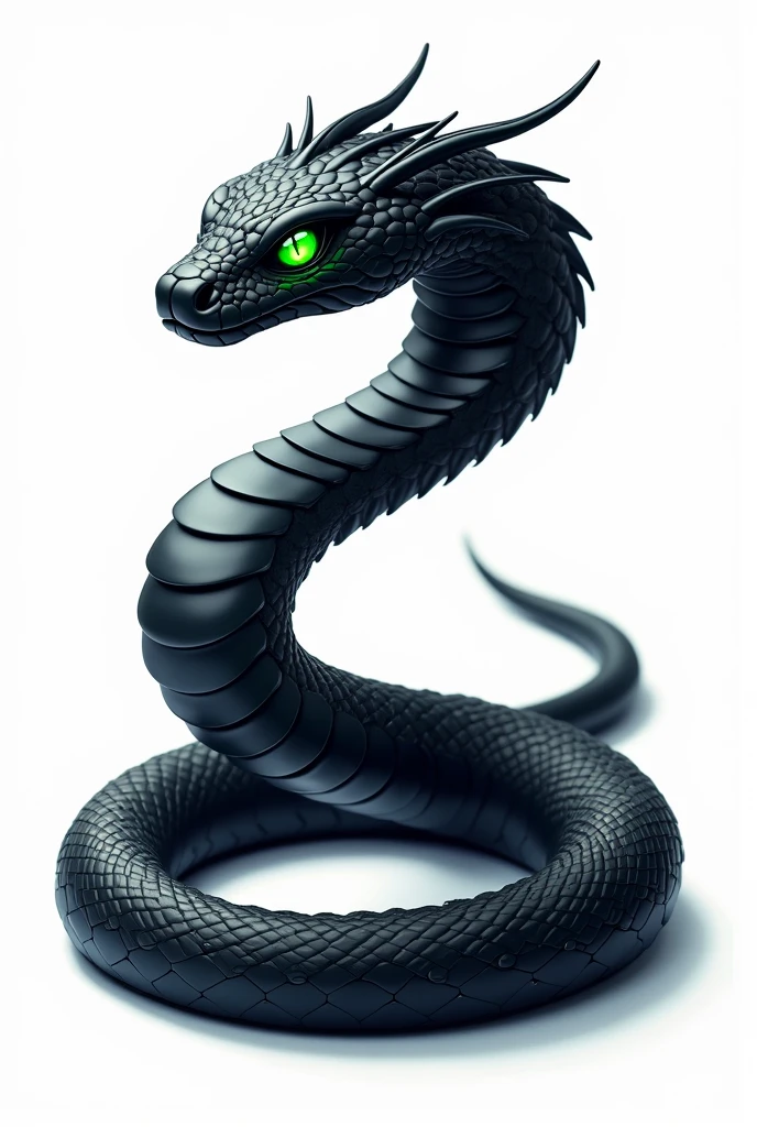 black snake mascot with green eyes and white background
