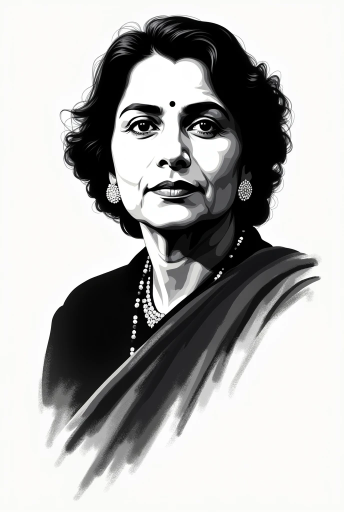 Raising voice of freedom at International level: Bhikaji Cama organized free India Society in UK and called as Mother India’s first cultural representative of USA. Vijay laxmi Pandit raised Indian voice at San Francisco UN meeting. Sarojni Naidu participated in round table conference along with Gandhi and Nehru. Vijay Laxmi pandit's potray in 50's pop potrial sketch with black outline with white background only