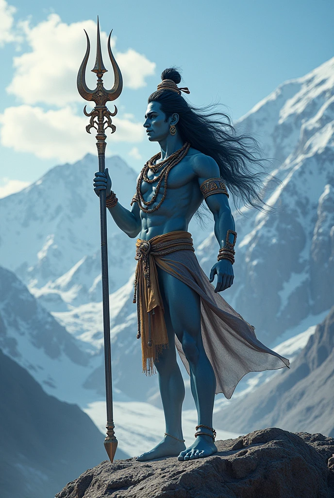 Please generate Mahadev picture, in with Himalaya mountains and trishul make something different