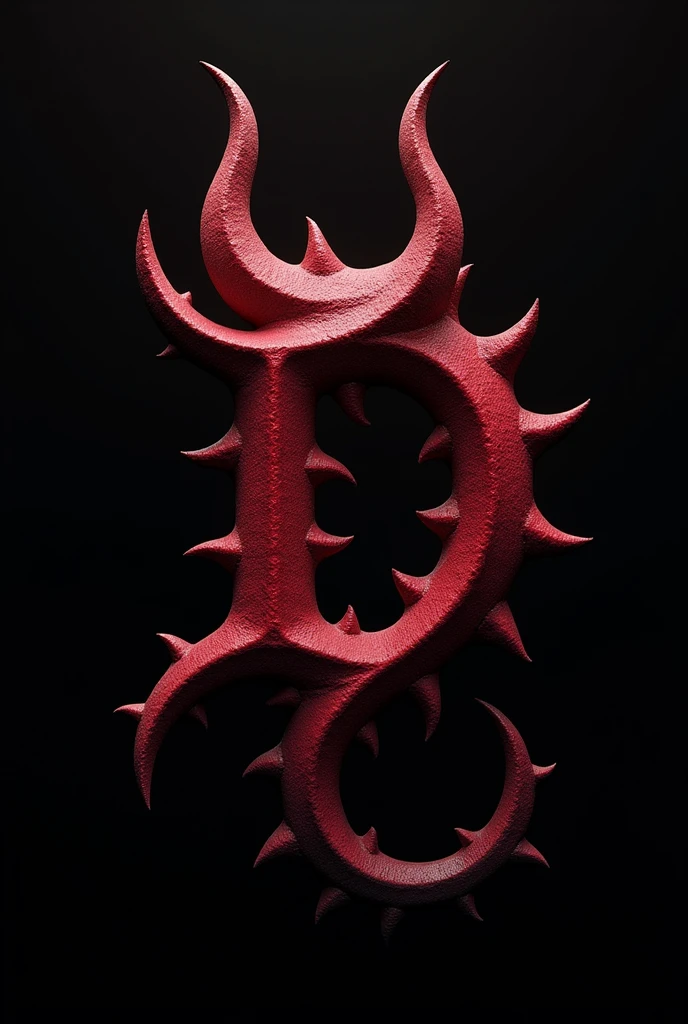 A logotipe of a evil letter D, in red color, with demons horns and demon tail