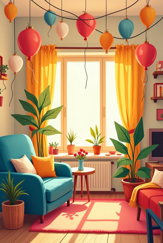 Create a voucher birthday invitation image, in his house, On Monday, at 5 o&#39;clock
