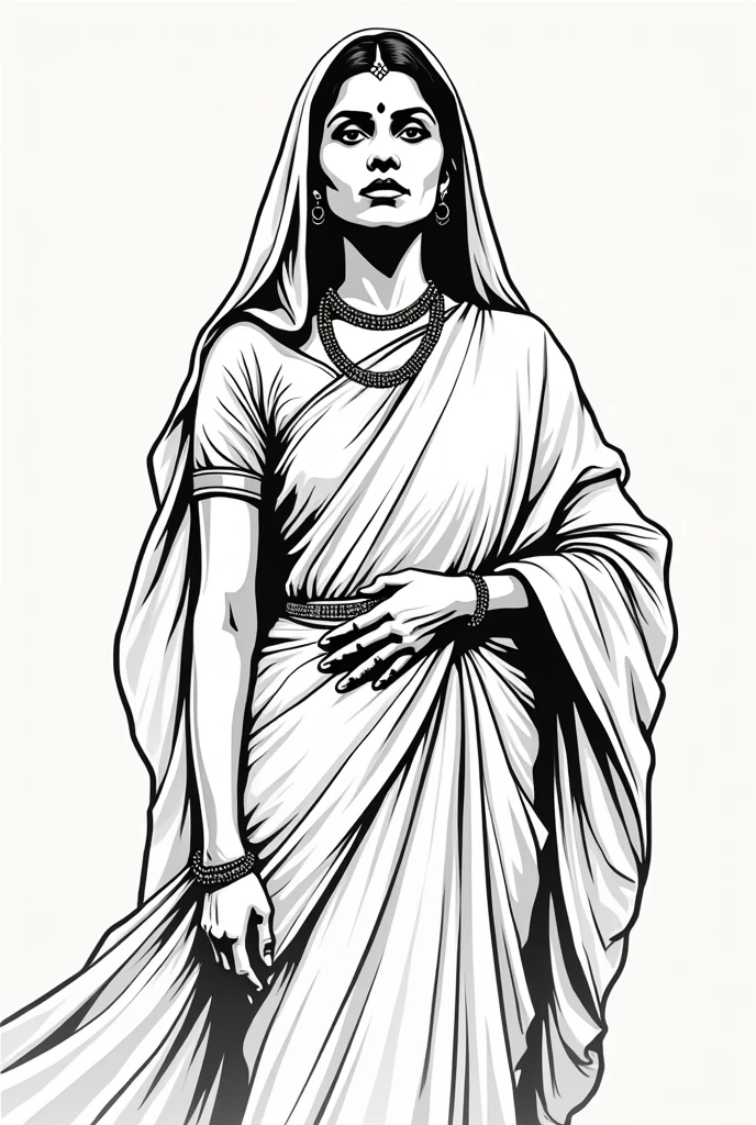 During Swadeshi campaign
Bharat Mata (mother India) started to
Her image in 50's pop art sketch outline with black and white background only