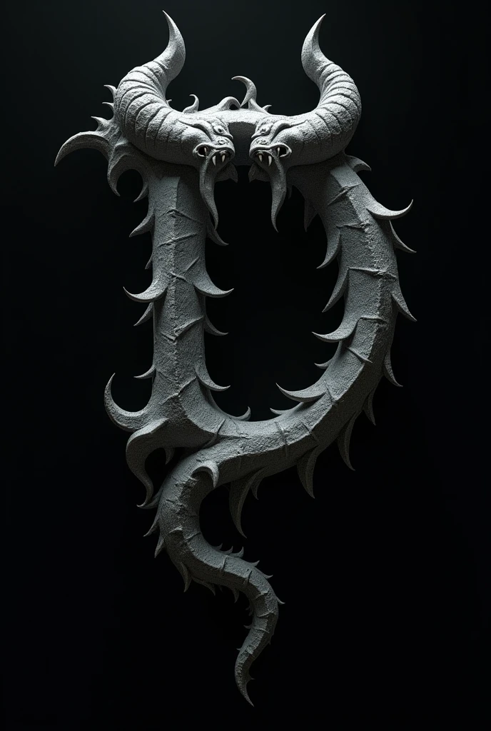 A evil logotipe of a letter D with demons horns and demon tail