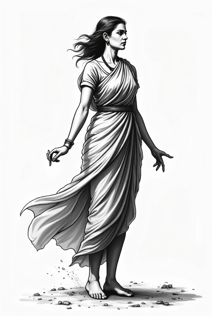 During Swadeshi campaign
Bharat Mata (mother India) started to
Her image half in 50's pop art sketch outline with black and white background only