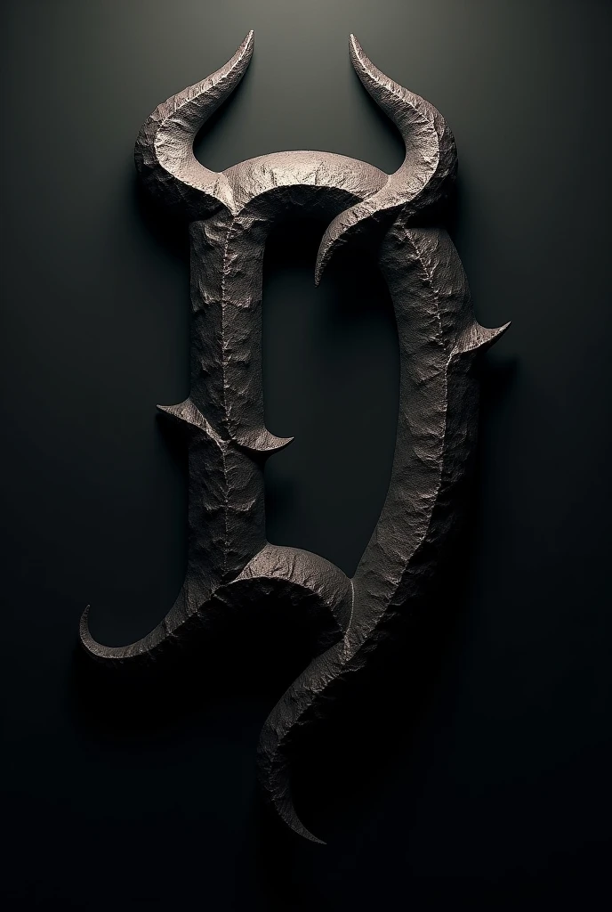 A evil logotipe of a letter D with demons horns  and demon tail