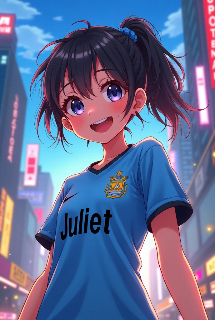 Girl with Uruguay t-shirt that says Juliet for anime