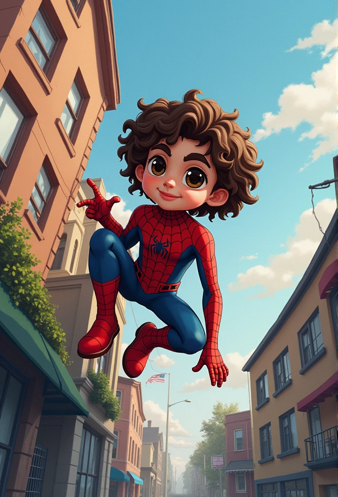 spiderman over the white house 8k ::n_style drawing, Low-quality imperfection, dollface, playset, アニメ, brown curly man 