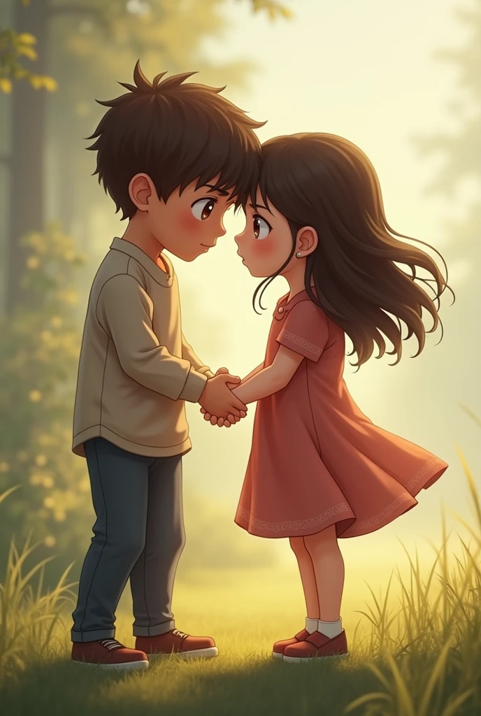 Boy holding a girl's hand, not letting her go