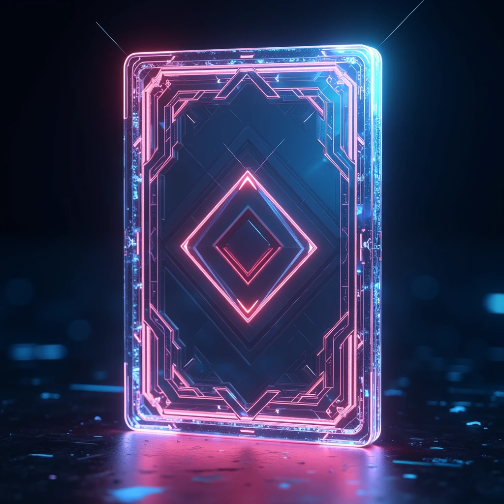 futurism Card Game, Card design, Holographic, card border, (best quality, masterpiece), intricate details, ultra-detailed, vivid colors