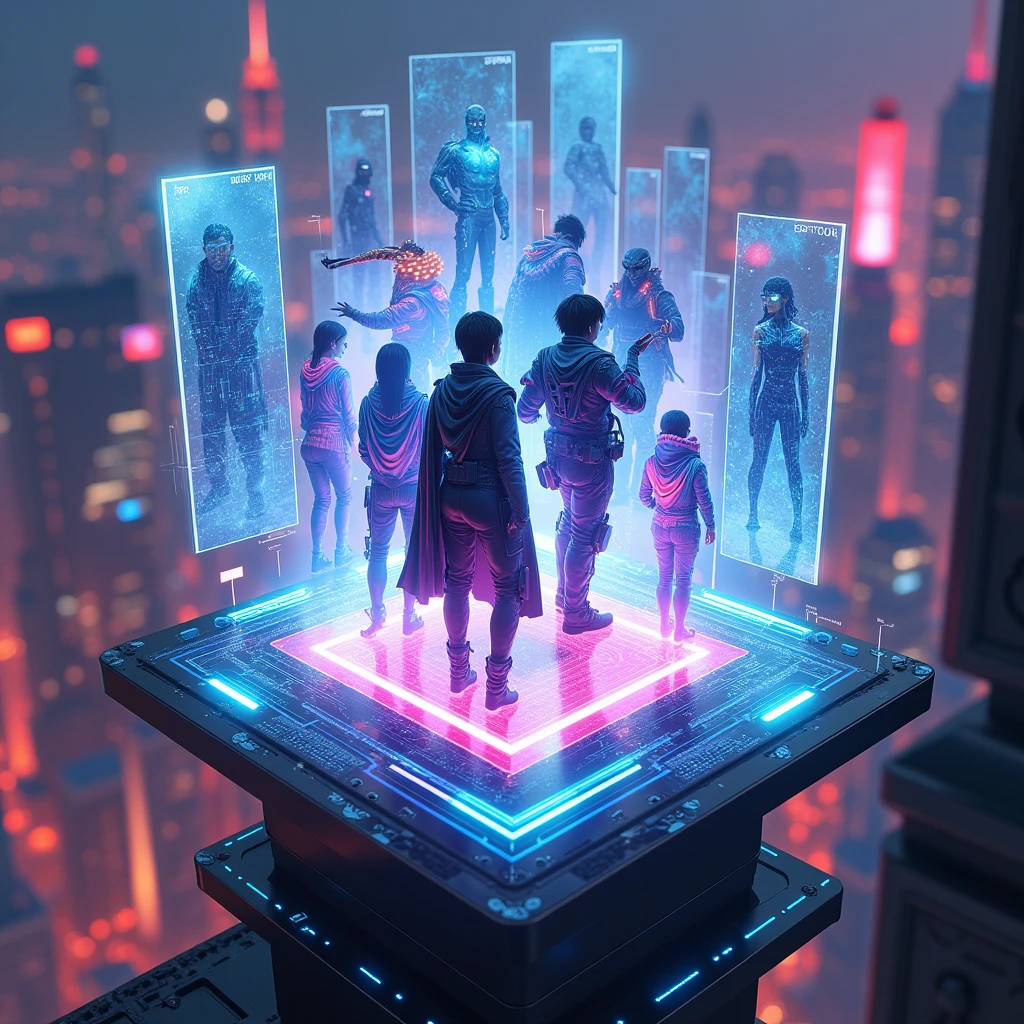 futurism Card Game design, Holographic, (best quality, masterpiece), intricate details, ultra-detailed, vivid colors