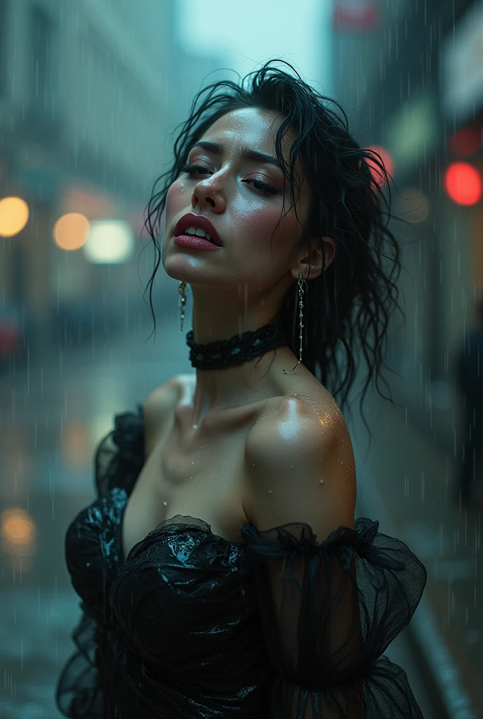 Transvestite crying in the rain