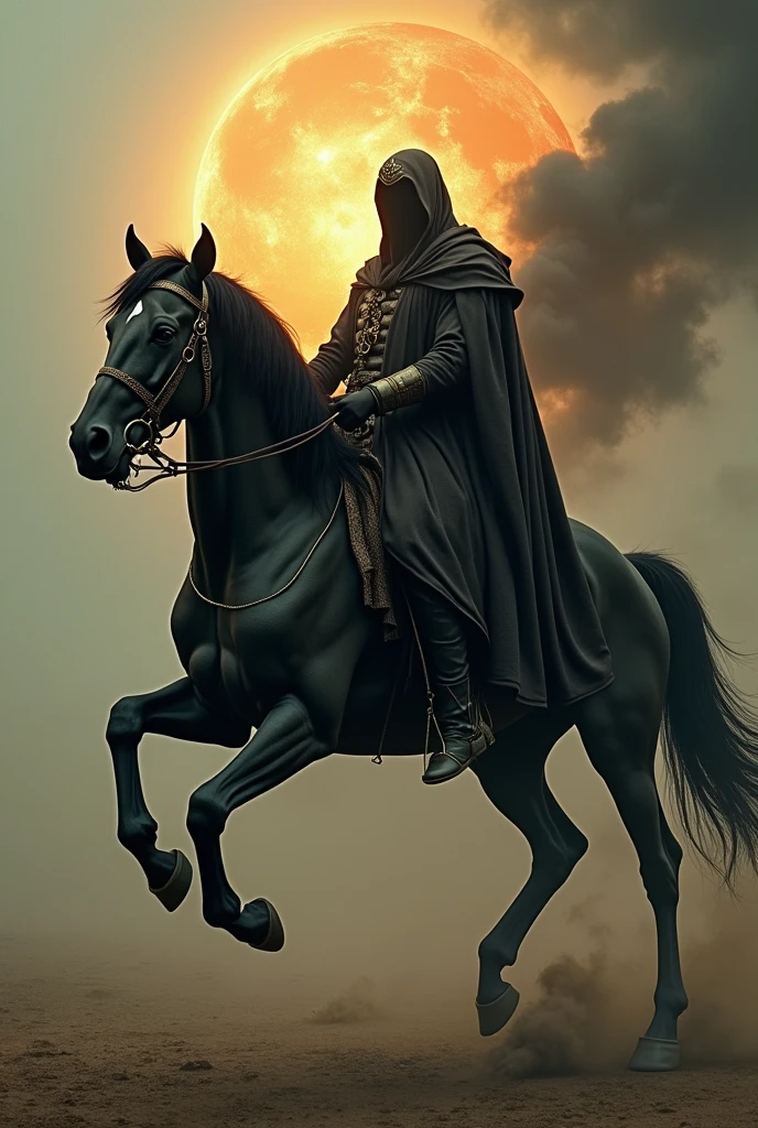 create the horseman of the apocalypse that represents hunger, riding a thin black horse