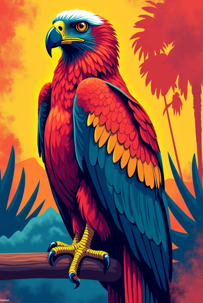 Pop art with a colorful condor 
