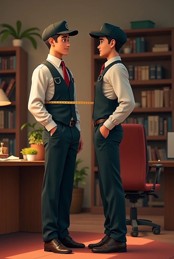Textile delivery boy on your office for measuring your body for stiching