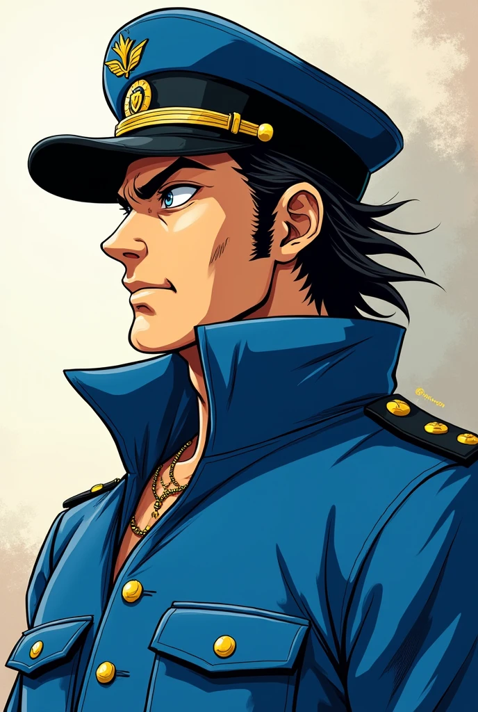 Anime character wearing a blue jacket, Joseph Joestar, jotaro kujo, Jojo anime style, jotaro, Becoming a JoJo character, In Jojo\The Bizarre Adventure of, Ninja scroll anime style, an angry muscular army general, Kentaro Miura's Manga Art Style, JJBA, Joe Biden as a JoJo character, striking manga artstyle,Dwayne Johnson style,((Defective Japan))
Japanese student cap,(((Japanese Banchou))),((Gaze to the upper left)),(((Japanese))),((Showa era villains)),((Profile view, forward))
Getter Robo,Nagare Ryoma,Upper body naked,((Gofu Nagai)),Villain face