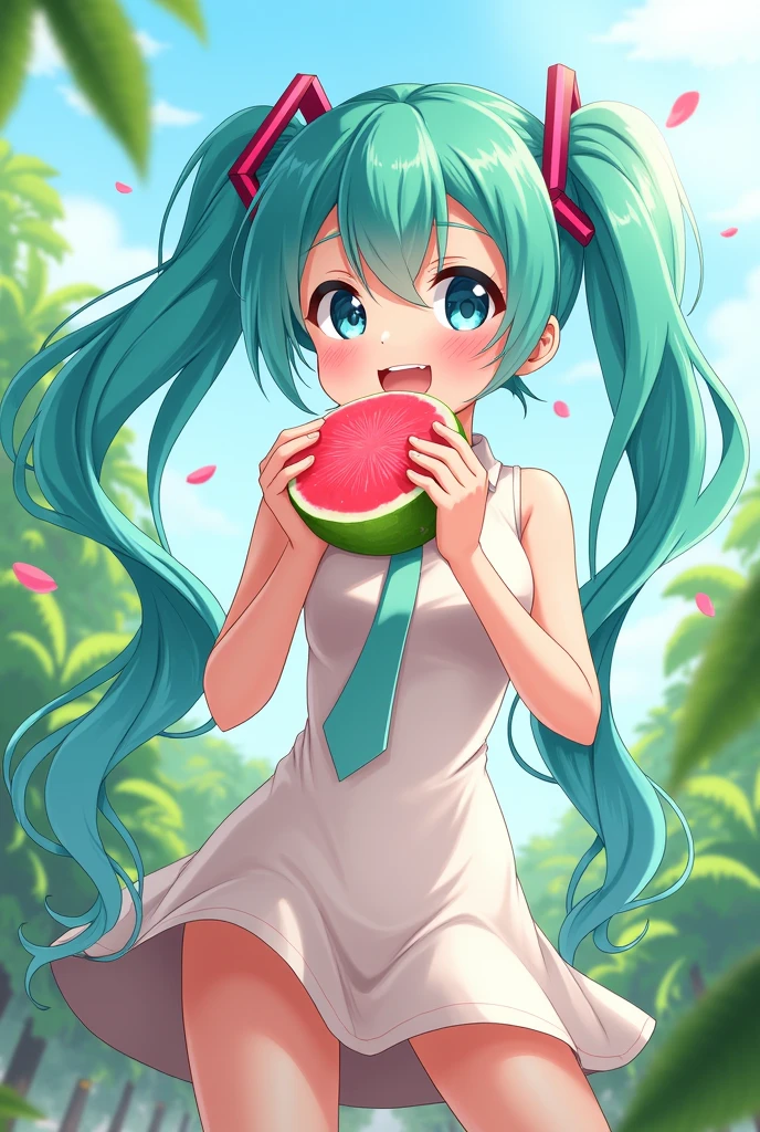 Hatsune Miku eating guava